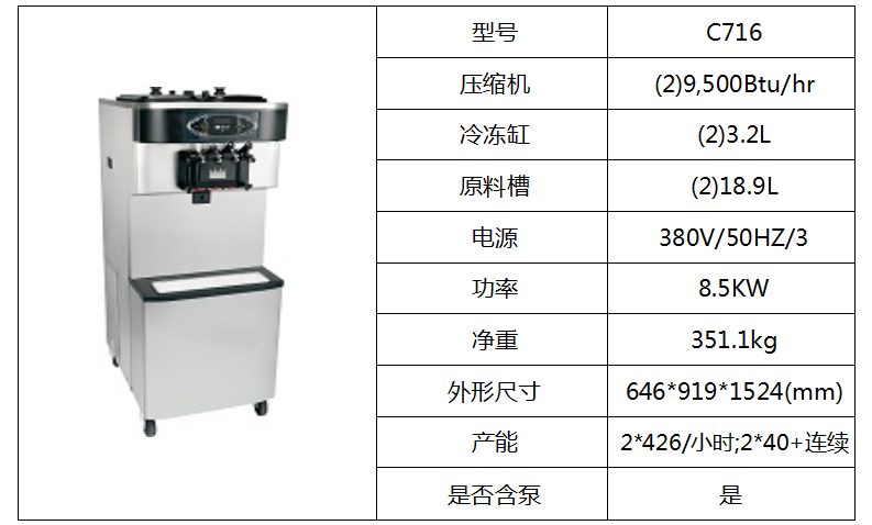 泰而勒 C716軟式冰淇淋機(jī)（雙缸）