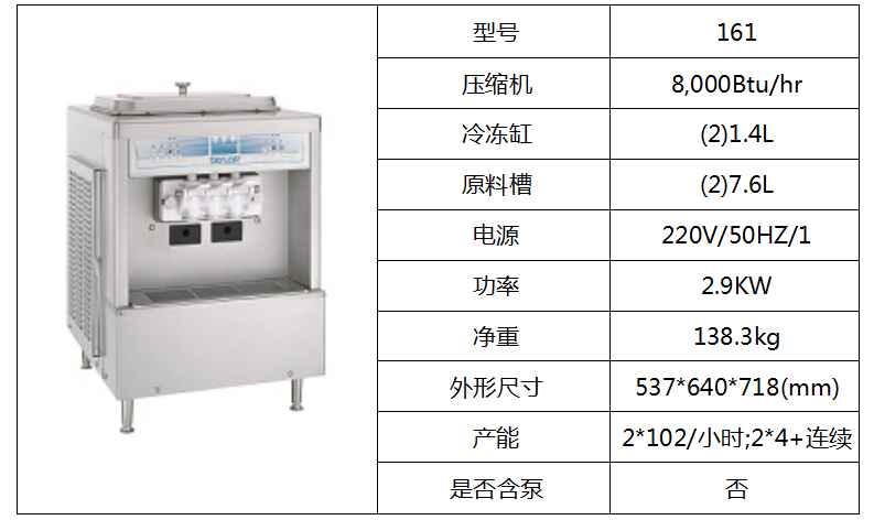 泰而勒/161軟式冰淇淋機(jī)（雙缸）